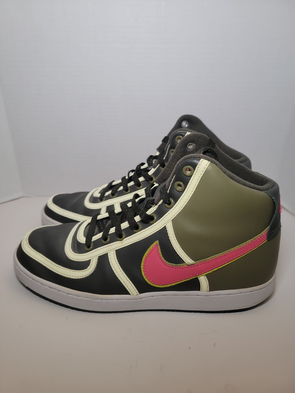 Nike Vandal High Shoes 2007 309427 381 Men's 10.5 Army Green Pink Lime Rare
